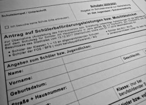 Ausschnitt des Fahrtkostenantrages für das Schuljahr 2020/2021