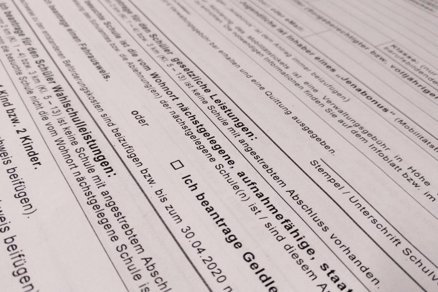 Antragsformular zur Erstattung der Schülerbeförderungsleistungen