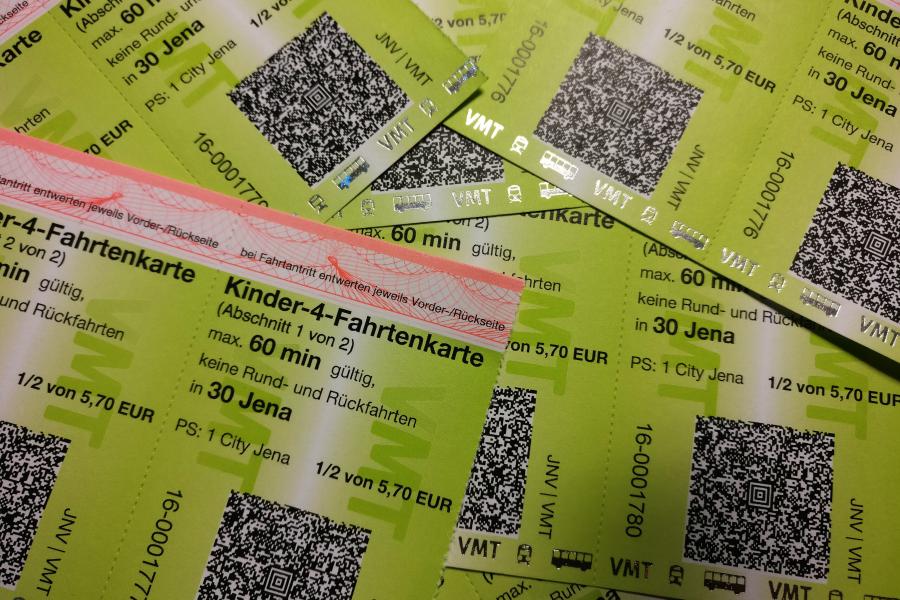 Fahrscheine des Jenaer Nahverkehrs
